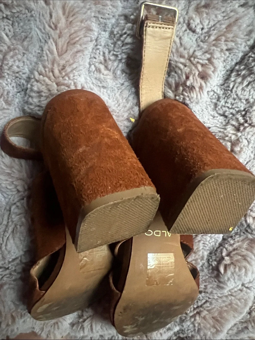 Aldo Brown Suede Crisscross Slingback Mules